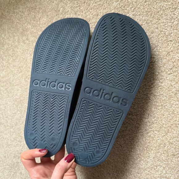 Adidas Adilette Pool Shower Slides Navy Blue White Stripe Mens Size 8 NEW - Picture 4 of 5